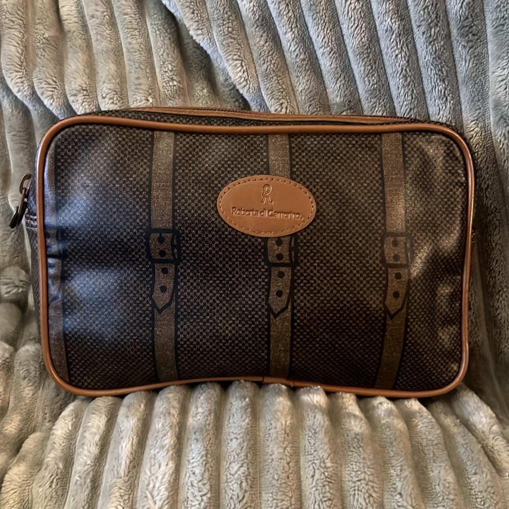 Roberta Di Camerino Vintage Brown Belt Monogram Clutch Bag Pouch